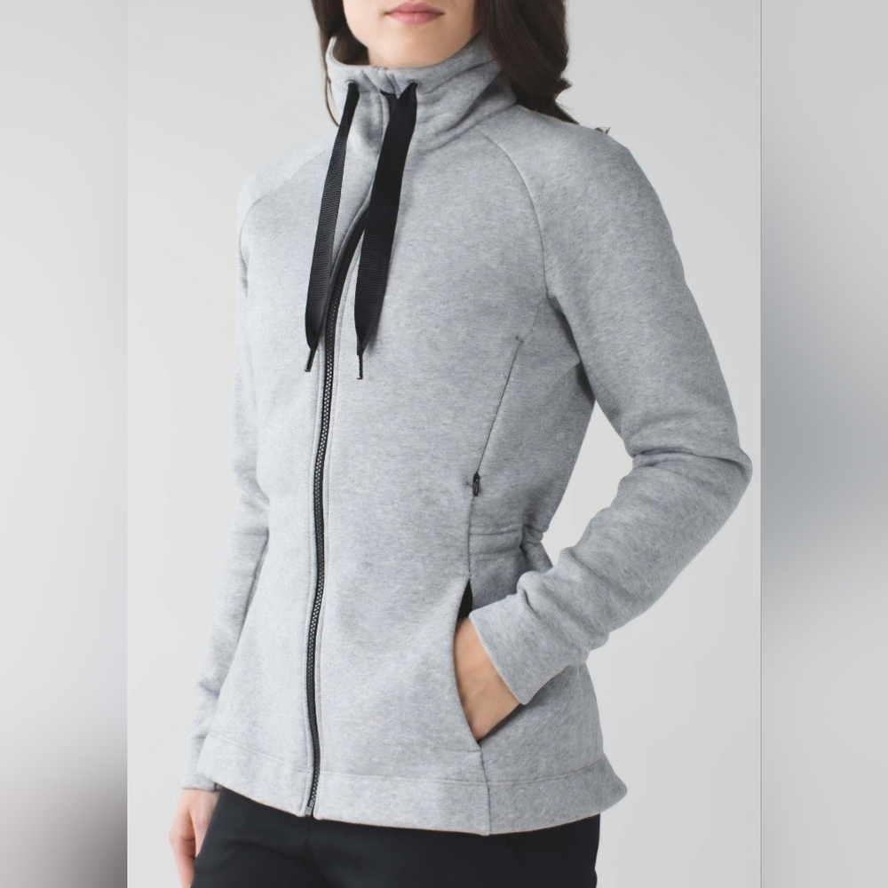 Lululemon &go Take-Off Fleece Zip Jacket Grey Black Women’s Size 8